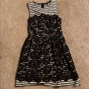 White and black striped with black lace